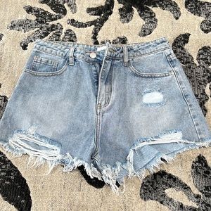 Mele beach cotton hight waisted denim blue shorts size small